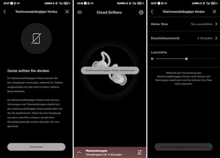 L'aperçu du mode sans téléphone dans l'appli.