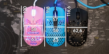 Longueur et largeur des souris en millimètres. Rose : Model O- bleu : M42 noir : MM710