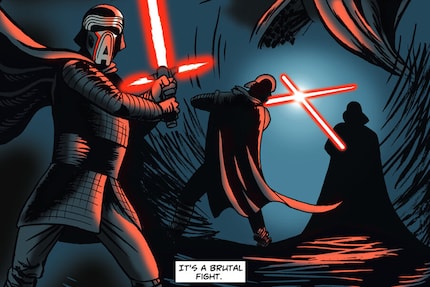 Kylo se bat contre Vader.