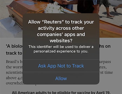 What the notification looks like in Apple iOS