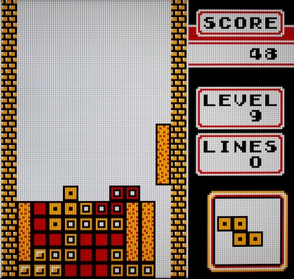 Tetris mit Gridlines auf meinem 55 Zoll grossen UHD TV