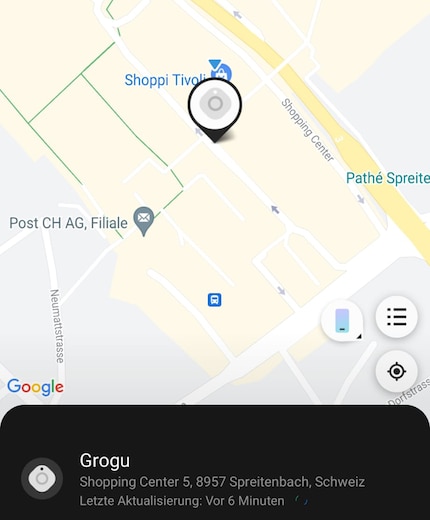 Der SmartTag wurde zum letzten Mal vor 6 Minuten gesehen.