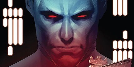 Thrawn est un Chiss, espèce à peau bleue et aux yeux rouges menaçants.