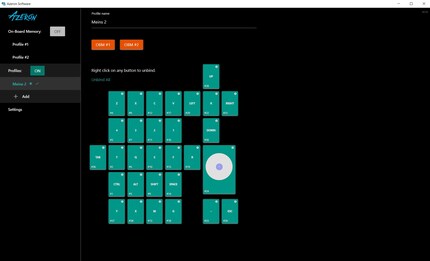 Les touches peuvent être librement configurées grâce au logiciel Azeron.