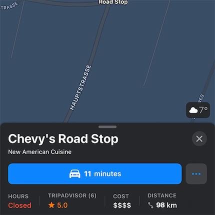 Apple Maps avec les boutons Apple.