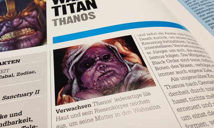 Les origines de Thanos sont expliquées en détail dans le Marvel Book.