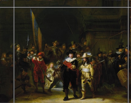 Le tableau a été coupé le long des lignes blanches.