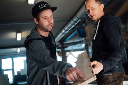 Philippe Raemy and Mike Schrag: when it comes to cabinet making, team work makes the dream work for these neighbours.