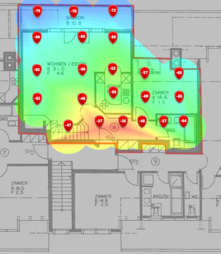 Niveau de signal 5 GHz au premier étage