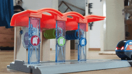 If the battery’s weak, the train goes straight through the washing station.