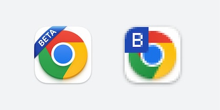 The word «Beta» becomes a «B».