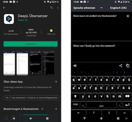Noch fehlen gegenüber iOS bei der Android-App Funktionen wie die «Foto-Text-Übersetzung».