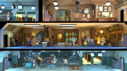 Fallout Shelter wird von Howard auf der E3 2015 angekündigt und noch am selben Tag für iOS veröffentlicht. Mittlerweile ist die Free2Play-Atombunker-Management-Simulation auch für Android, Windows, Switch, PS4 und Xbox One erhältlich.