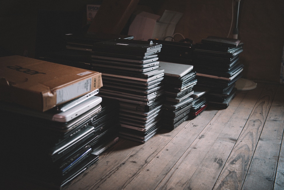 Notebooks are stored and prepared to go to those in need.