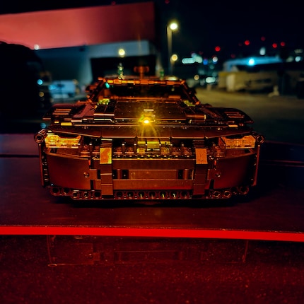 The bumper of the Lego model is the same as in the movie, but the remaining shapes don’t resemble the car from the movie.