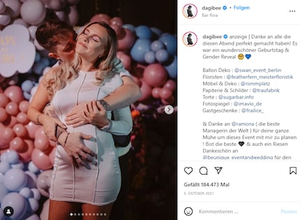 A lot of exposure for advertising partners: German Youtuber Dagibee capitalised on her gender reveal party in October 2021.