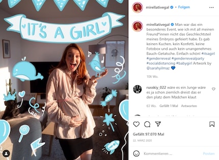 «There was no cake, no confetti, no photo booth and no awkward belly-touching. It was so nice!» YouTuber Mirella Precek parodied her own gender reveal party.