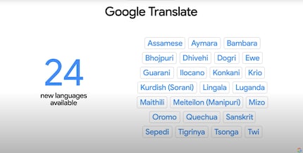 Die 24 neuen Sprachen des Übersetzers von Google.
