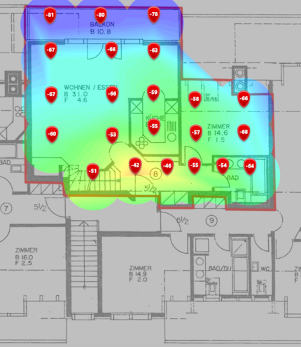 Niveau de signal 5 GHz au premier étage