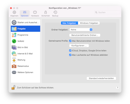 Le partage des données entre Mac et Windows est convivial dans Parallels.