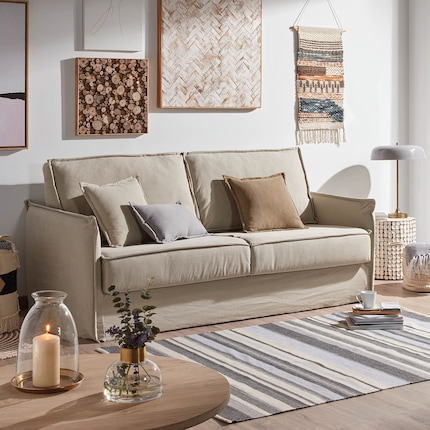 Dimensionen: 202 x 56 x 92 cm | Material: Acrylfaser, Kiefernholz | Bild: Kave Home