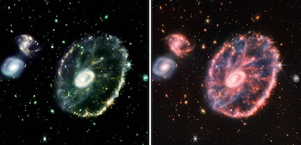 Mon image (à gauche) et celle de la NASA (à droite) sont toutes deux une combinaison de différentes prises de vue de la NIRCam et du MIRI.
