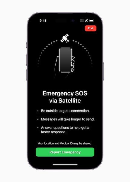 The emergency call function via satellite initially only works in America.