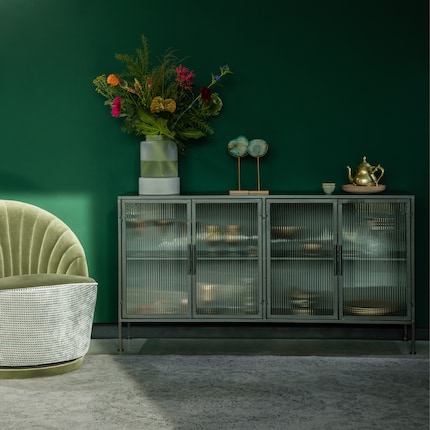 Dimensions: 150 × 35 × 80 cm | Material: glass, metal | Image: Dutchbone