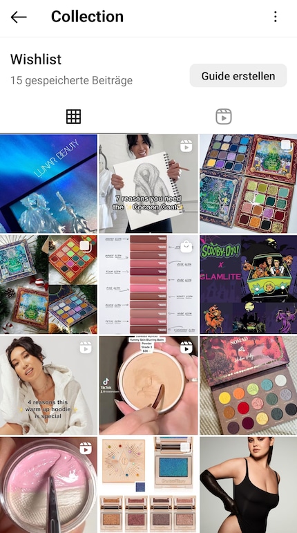 Mon dossier Wishlist sur Instagram.