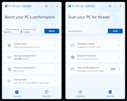 Le PC Manager de Microsoft offre des fonctions de nettoyage et de sécurité.