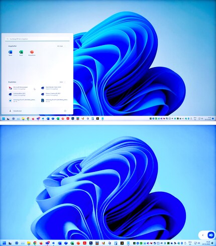 En haut, connexion avec le « bureau à distance » de Windows, en bas, avec « Easy Connection to Screen ». Les deux avec une résolution de 1080p, mais pas avec la même mise à l’échelle (ne peut être changée).