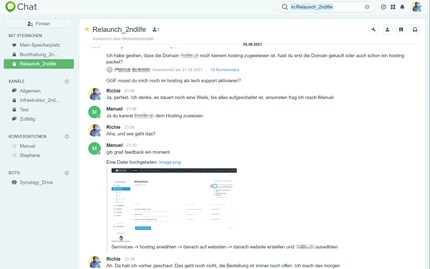 Good solution: Synology Chat is clearly laid out.