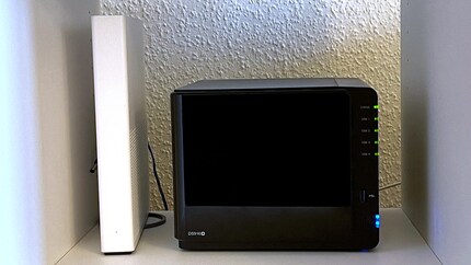 In the centre: My Synology DS916+ is in the living room.