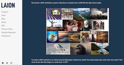 Laion met à disposition différentes bases de données sur son site Internet.