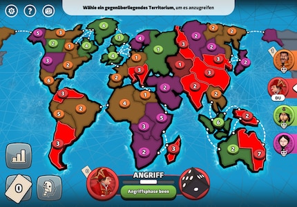 L’adaptation pour iPad du jeu de société « Risk ». Je joue contre trois aspirants dirigeants mondiaux plus ou moins artificiellement intelligents.