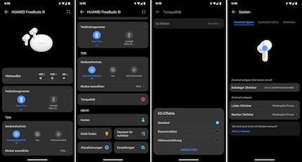 Some screenshots of Huawei’s AI Life app with the Freebuds 5i connected.
