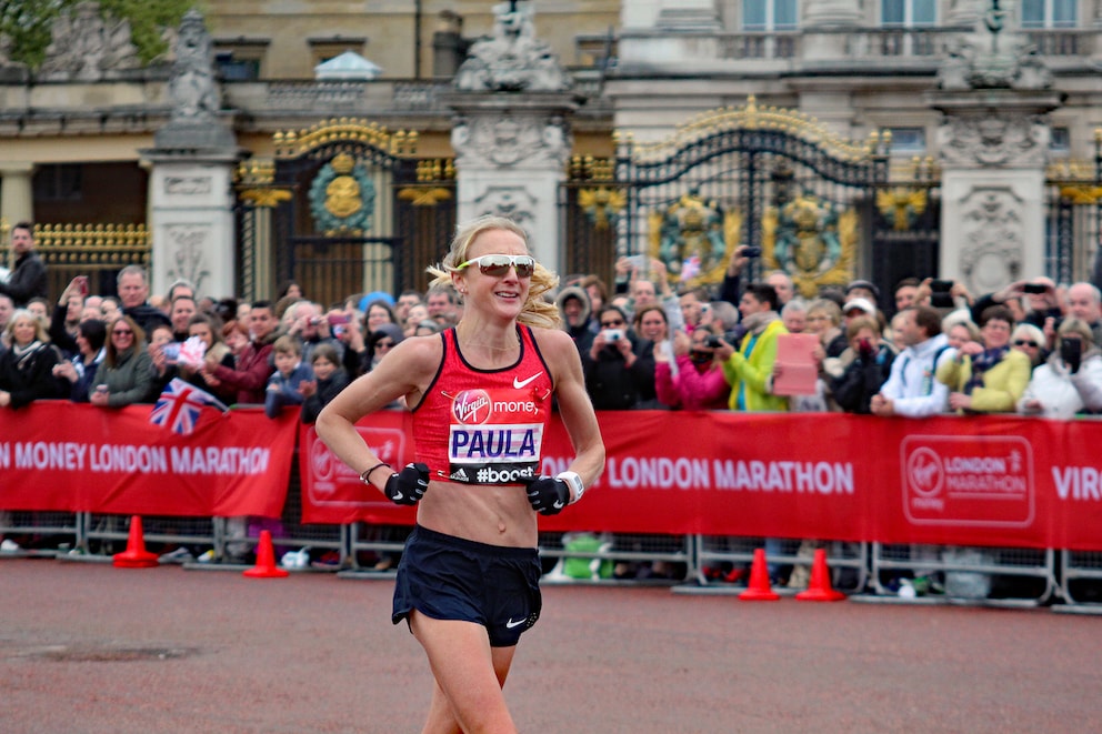 Paula Radcliffe lors du marathon de Londres 2015.