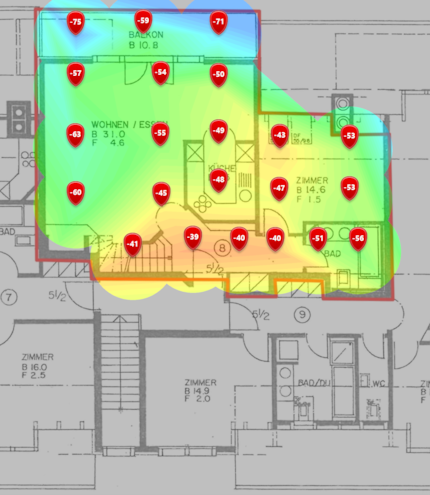 Niveau de signal 5 GHz au premier étage