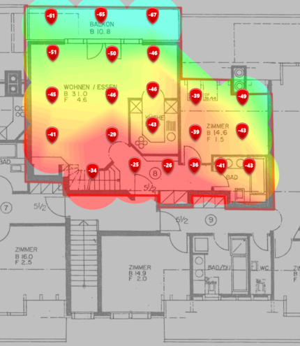 Niveau de signal 6 GHz au premier étage