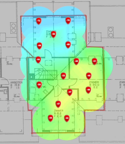 Niveau de signal 5 GHz au deuxième étage
