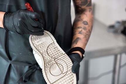 Cleaning soles by hand…