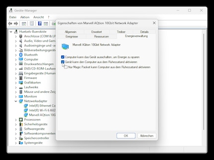 I remove the check mark under the mouse to disable WOL for the network card in general.