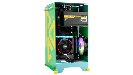On one side, the mainboard, fan and power supply unit have their place...