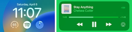 The view in the lock screen and the control view.