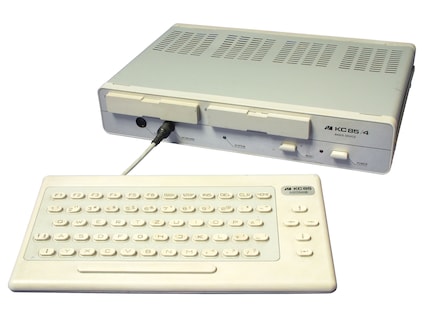 The KC85 is fed with magnetic tape cartridges.