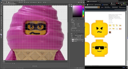After erasing Stevie's face in Photoshop, I draw him a new one.