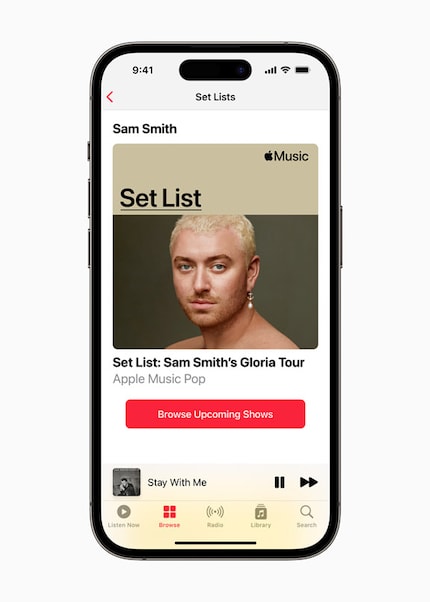 The new function shows setlists