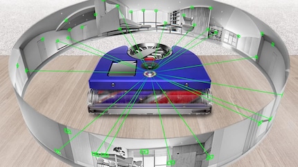 The robot hoover from Dyson surveys the home and navigates with 26 sensors.