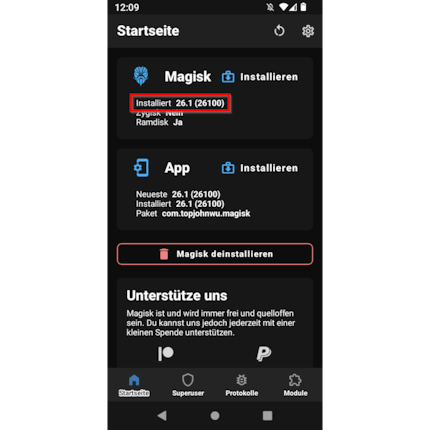 Magisk seems to be installed successfully.