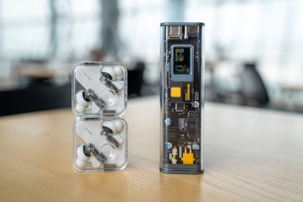 The design is reminiscent of other transparent gadgets like Nothing’s earphones.